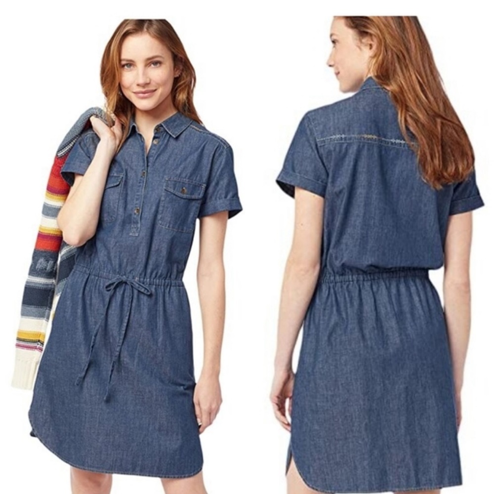 Pendleton Womens Blue Chambray Stitchline Shirt Dress Size Medium